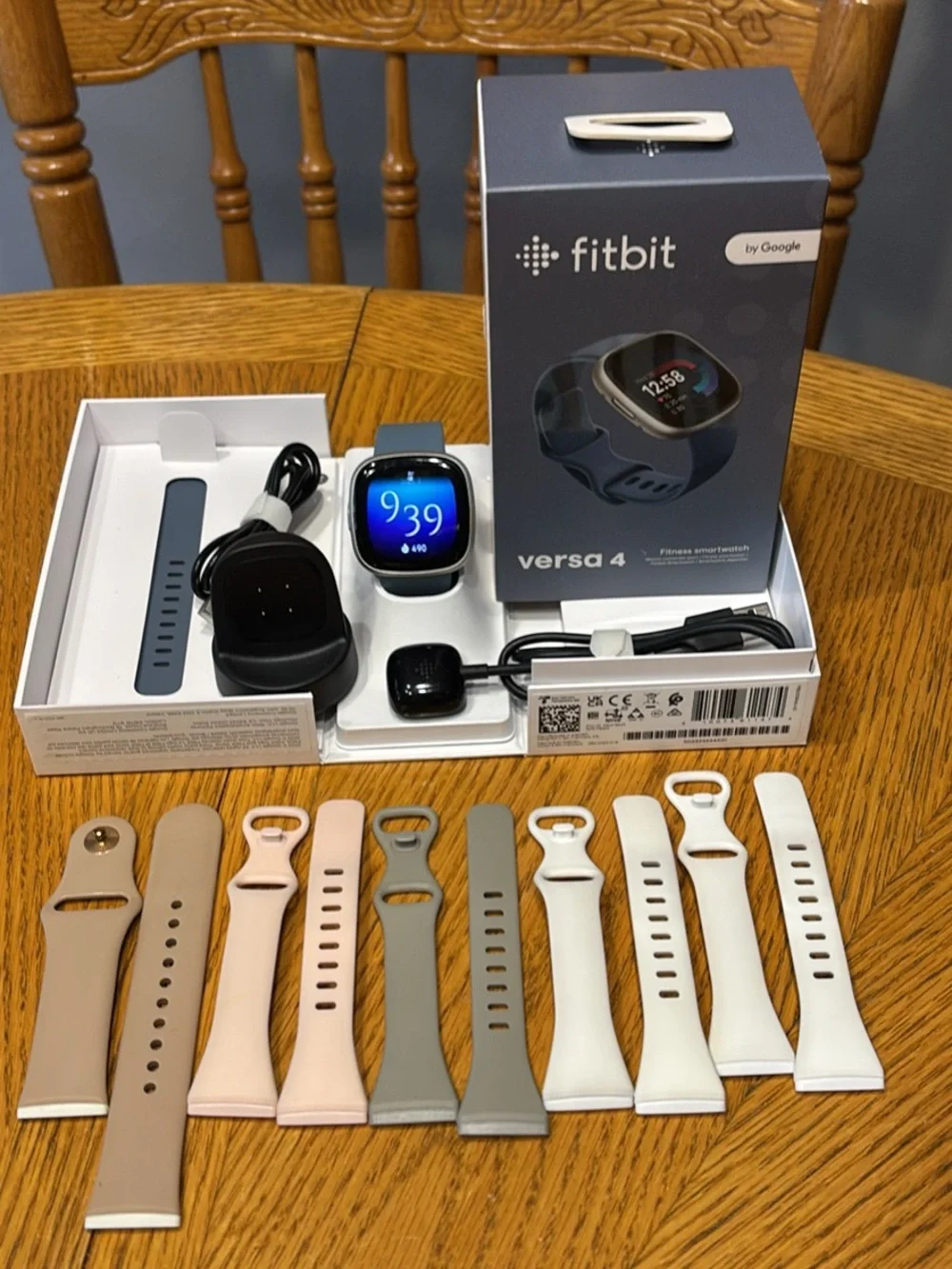Fitbit Versa 4 Smartwatch - Blue with Multiple Interchangeable Bands